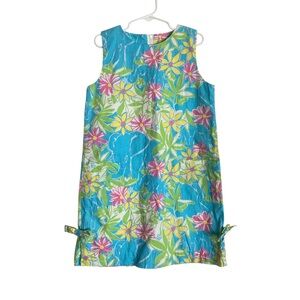 Lilly Pulitzer Shift Dress Sleeveless Floral Elephant print and side tie sz 7